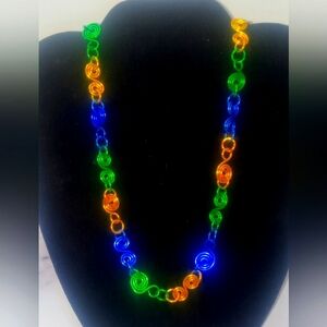 Blue green and yellow necklace